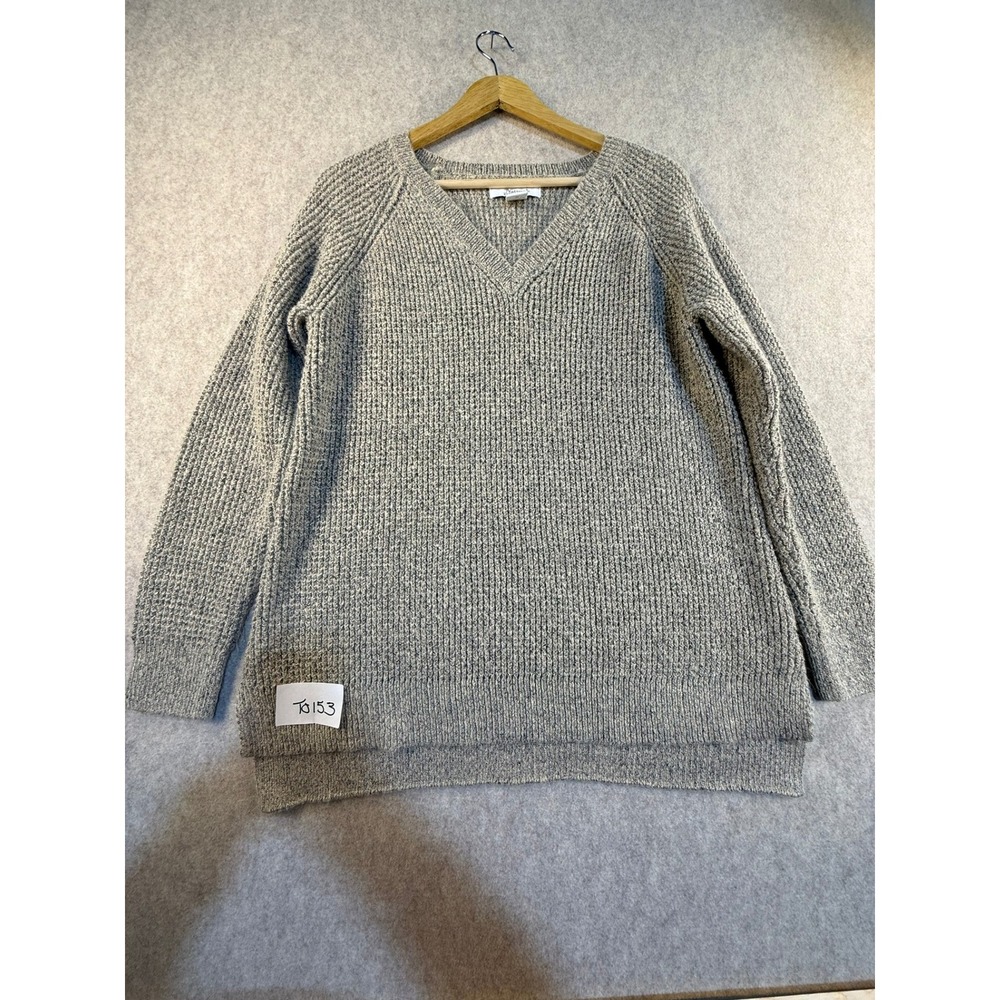 Natural Reflections Womens Grey Shaker Knit V-Neck Pullover Sweater‎ Size M